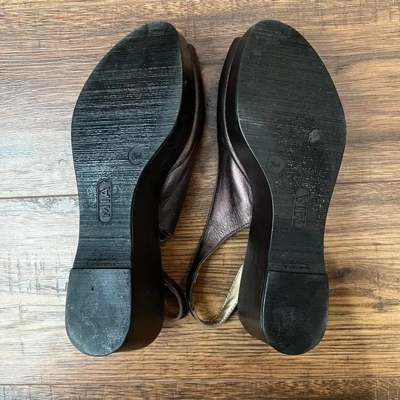 Vintage Brown Platform Wedge Slingback Sandals Peep Toe Chunky Y2K Women 8 Bratz - Picture 4 of 5